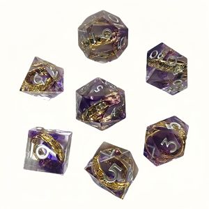 Jeu de dés en résine à bords tranchants transparents du <span class=keywords><strong>Seigneur</strong></span> <span class=keywords><strong>des</strong></span> <span class=keywords><strong>Anneaux</strong></span> du MDN RPG pour Donjons et Dragons du MDN Gamer - Product Image 6