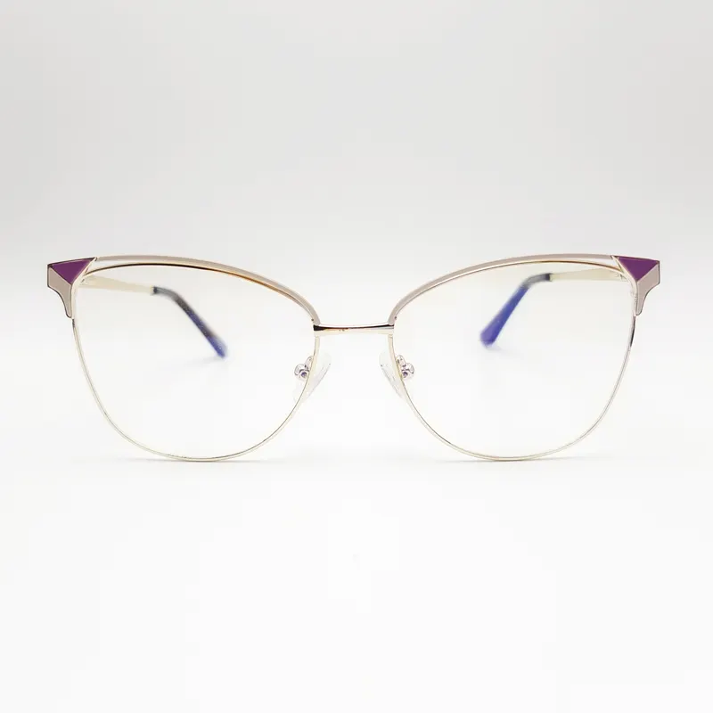 साफ़ लेंस चश्मा फैशनेबल गोल ऑप्टिकल स्पेक्टेकल फ्रेम धातु फ्रेम आँख चश्मा ऑप्टिकल चश्मा बिल्ली आँख आईवियर
