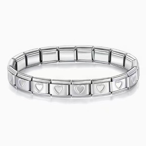 PFT Pulsera Modular <span class=keywords><strong>de</strong></span> Acero Inoxidable con Patrón Estampado Italiano, Plateada, Patrón Clásico, Personalizada, Hecha a Mano, DIY, Nueva y Única - Product Image 1