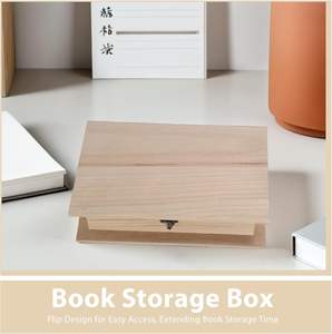 Caja <span class=keywords><strong>de</strong></span> Almacenamiento Pequeña y Ligera <span class=keywords><strong>de</strong></span> Madera con Forma <span class=keywords><strong>de</strong></span> <span class=keywords><strong>Libro</strong></span>, Tapa con <span class=keywords><strong>Bisagras</strong></span>, Organizador <span class=keywords><strong>de</strong></span> Recuerdos en Blanco, Estuche para Joyas, Tarjetas, Baratijas, 28x17.8x7cm - Product Image 4