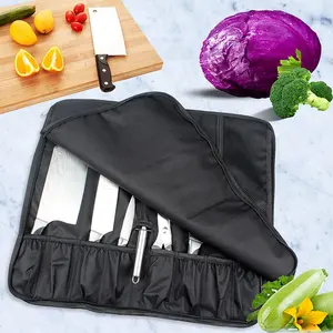 Oxford black fork knife spoon storage bag kitchen knife carrying case with handle strap