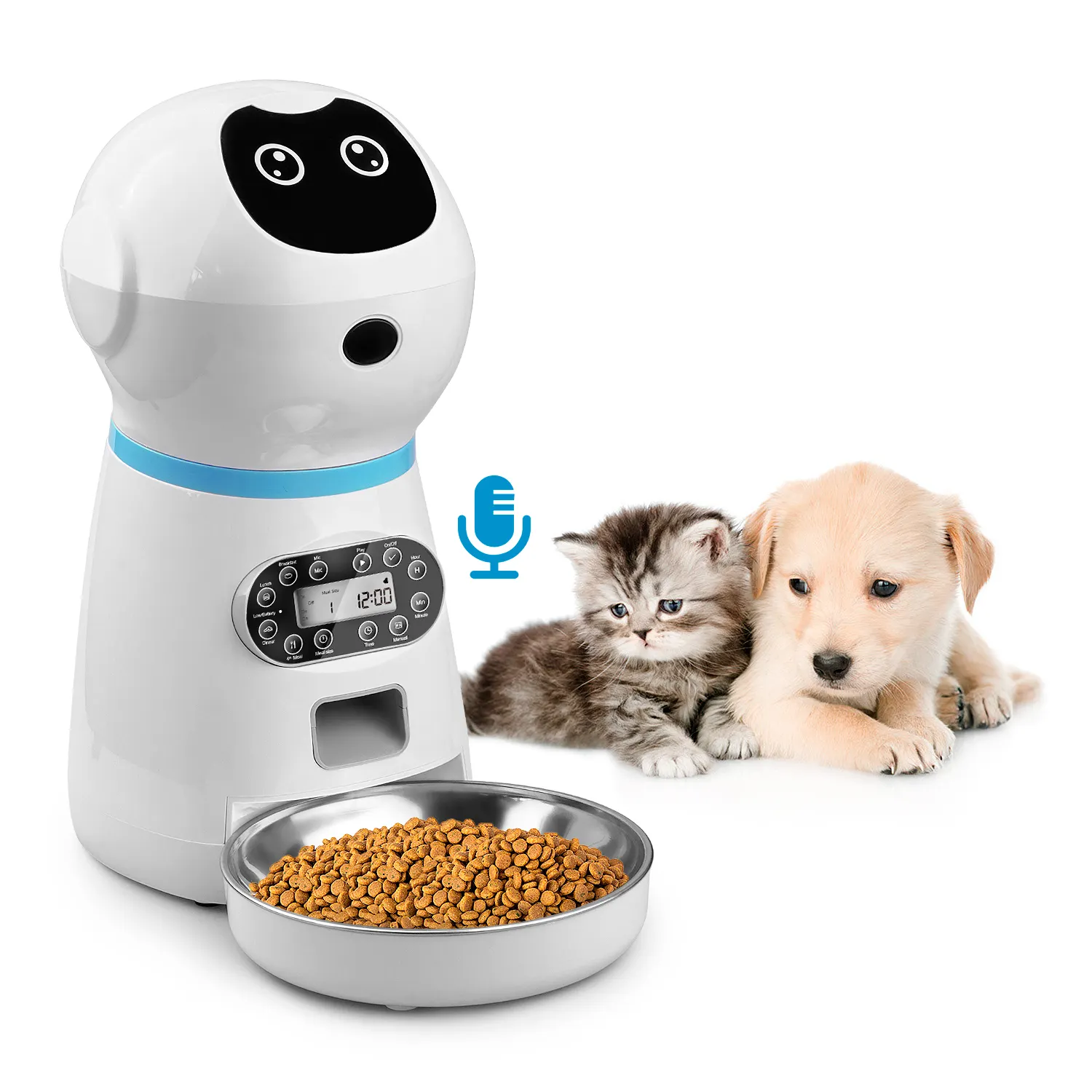 Hot Selling Automatic Pet Feeder Robot Design Voice Record Dog Cat Pet Bowls Smart Pet Feeder