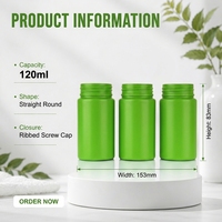 Flacon liquide opaque de 120 ml à haute clarté, à col large, pour usage médical, en plastique, pour capsules