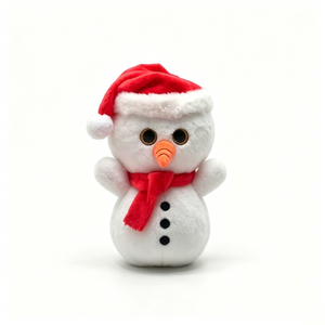 Peluche de bonhomme de neige de Noël personnalisée, adorable peluche de bonhomme de neige, peluche de bonhomme de neige avec bonnet de Père Noël et écharpe rouge - Product Image 3