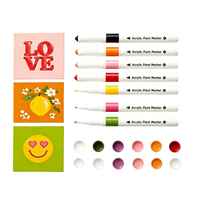 Kit de Peinture pour Carreaux de Décoration Maison DIY, Ensemble Créatif de Carreaux en Céramique Vides Réutilisables avec 8 Marqueurs de Peinture Acrylique, Cadeau Artistique pour la Décoration Intérieure