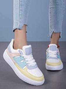 <span class=keywords><strong>Baskets</strong></span> basses à plateforme pour femmes, coloris pastel, à lacets, avec logo personnalisé, tige en microfibre écologique - Product Image 2