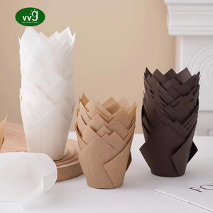 VVG 100Pcs Nâu/Trắng/Tự Nhiên <span class=keywords><strong>Tulip</strong></span> Cúpcake Lót Cho Baking Cup Giấy <span class=keywords><strong>Tulip</strong></span> Bánh xốp Lót Cúpcake Wrapper Cho Đảng - Product Image 2