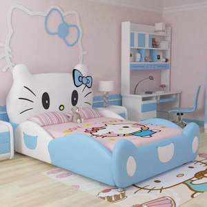 Cama de Cuero Ecológica Tamaño Twin de Hello Kitty con Barandilla para Niñas, Decoración para Dormitorio Infantil - Product Image 2