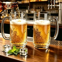 Chope à bière en verre épais personnalisable avec logo, 380 ml, idéale pour les bars et restaurants, chope à bière pression, tasse à boire multifonctionnelle
