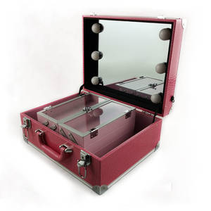 <span class=keywords><strong>Caja</strong></span> de kit personalizada, espejo de caboodle, <span class=keywords><strong>maquillaje</strong></span> rodante, funda de artista parpadeante, luces LED con precio al por mayor - Product Image 5