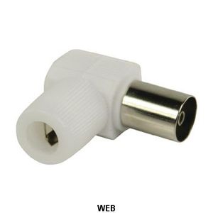 Conector coaxial hembra de PVC blanco, tipo F, en ángulo de 90 grados, para divisor de señal de antena de TV por cable - Product Image 1
