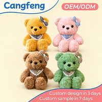 Boneka Beruang Teddy Keriting Warna-warni Custom Grosir, Mainan Lembut Isi Dakron untuk Toko Kado, Hadiah Valentine, Ulang Tahun, dan Anak-anak