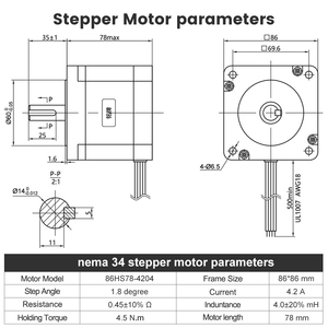 4 trục 86mm 4.5n. M <span class=keywords><strong>nema34</strong></span> mở vòng lặp động cơ bước Kit NEMA 34 động cơ bước và trình điều khiển dm556d chuyển đổi cung cấp điện - Product Image 4