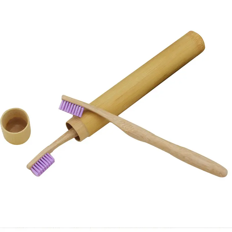 New Disposable Adult Bamboo Toothbrush with Gourd Handle Flat Hair Wool Nylon Bristles for Hotel Use