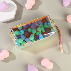 Juego de esponjas de maquillaje con bolsa de almacenamiento holográfica, esponja de maquillaje, borla para polvos, de doble uso en seco y húmedo, esponja de maquillaje de colores, individual - Product Image 5