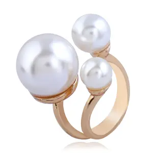 时尚珍珠戒指可调节指环女士镀金戒指 KQR12082