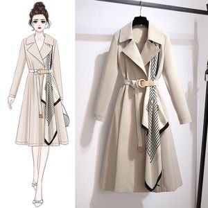 Elegante Trench da Donna Stile Ufficio Novità Primavera con Revers Stile British, Cintura Sottile e Sciarpe, Giacca a Vento Casual - Product Image 2