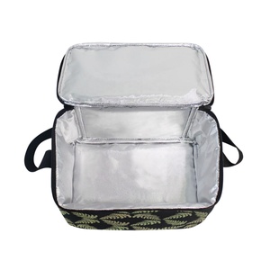 Hawaiian Collection Quilt Fern Green Leaves Design Portable Insulated Small <b>Cooler</b> <b>Box</b> Aloha Lunch Bag for Outdoor Picnic - Product Image 3