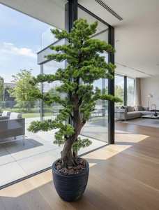 Bonsaï artificiel de pin de luxe dans un pot décoratif |   Faux réaliste fait main pour les designers d'intérieur, les hôtels - Product Image 4
