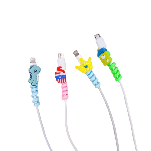 Cute & Creative Spiral Cable Organizer for All Charges of iPhone & Android Tangle-free Earphone Wire & USB Cables Protector