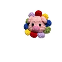 Porte-clés en crochet fait main avec petite fleur de cochon aux sept couleurs, pendentif créatif pour sac et accessoires de téléphone portable