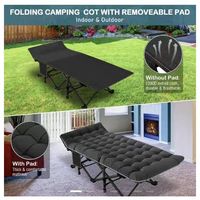 Lit de camping pliable XXL DoCred avec matelas et sac de transport - Lit portable robuste pour usage extérieur et intérieur, lit d'appoint