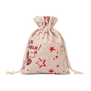 Sacs de Noël en jute personnalisables par sublimation, mini-sacs vierges en toile de jute avec cordon de serrage pour friandises de Noël, vente en gros - Product Image 4