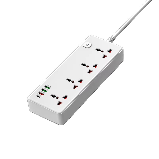 Electric Extension Sockets 2500W 5AC Plug Power Strip with 3 USB Slot and Type C PD Quick Charger Power Strip Surge Anti-thunder