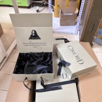 Boîtes d'emballage de luxe personnalisées en gros pour perruques noires, extensions de cheveux, vêtements, boîtes cadeaux, boîtes pour vêtements, insert en satin avec ruban