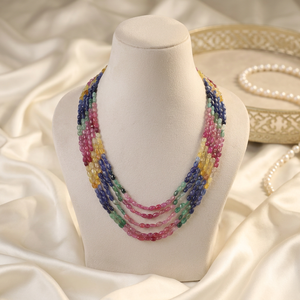 Collar de cuentas de piedra multicolor de forma ovalada para la fabricación de joyas, accesorio de moda para mujer, cuentas ovaladas de zafiro natural multicolor. - Product Image 1
