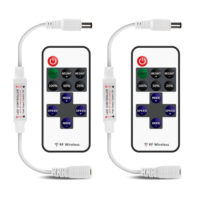 Hot Selling RF Wireless LED Dimmer Strip Light Controller 11 Key Remote Control with Multi-Frequency DC 5-24V 6A Output Current