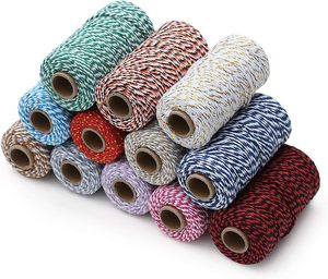 Cordon de <span class=keywords><strong>macramé</strong></span> enduit rose rouge et blanc 2 mm 109 Yds, ficelle de boulanger pour emballage cadeau, Noël, mariage, bricolage, artisanat, décoration intérieure - Product Image 2