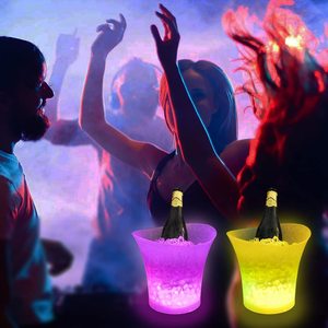 Seau à glace LED étanche de 5 L grande capacité pour champagne, <span class=keywords><strong>vin</strong></span> rétro, bière et autres boissons – Idéal pour les fêtes et bars - Product Image 1