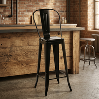 Taburete alto con respaldo, resistente a la intemperie, sillas de bar para exteriores, modernas y elegantes, estilo nórdico, precio DDP EE. UU.