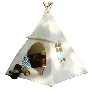 Tenda de brincar infantil, tenda de brincar infantil enorme em tela indiana, casa de brincar com duas janelas