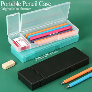 SUNSHING Durable and Portable Stationery <b>Box</b> with Lid PP Material Pencil Case for <b>Pens</b>, Makeup Brushes, Desk Drawer Storage - Product Image 1