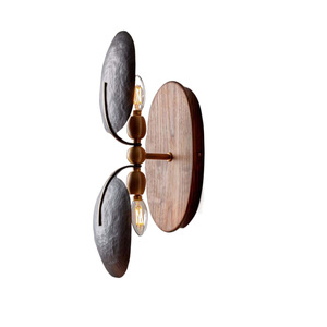 Applique murale avec interrupteur à cordon, ampoule à incandescence E26, base en bois, style vintage, éclairage de chambre - Product Image 5