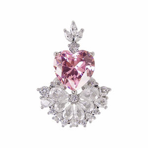 結婚式のための卸売ピンクハート高級クラシックペンダントネックレスジュエリージルコンネックレスメーカー - Product Image 3