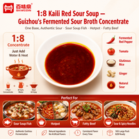 Base de soupe aigre rouge Kaili |   Base de soupe acide du Guangdong pour fondue chinoise, dilution 1:8, conditionnement en sachet/sac/bidon, vente en gros, OEM
