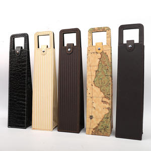 Bolsa de Presente para Garrafa de Vinho Personalizada de Luxo Reutilizável com Alças em Couro PU Marrom - Product Image 2