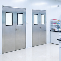 Portes en acier inoxydable 304 avec poignées et cadre, résistantes au feu, pour hôpitaux