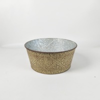 Pot de fleurs rond de style vintage avec logo en relief pour la décoration de jardin et de maison, utilisation intérieure et extérieure, pot décoratif pour plantes et herbes