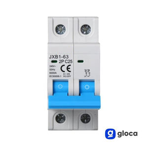 Disjoncteur miniature Gloca 2P 25A 250V Courbe C Montage sur rail DIN JXB1-63 - Product Image 3
