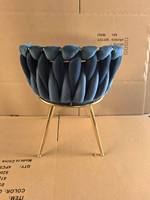 Fauteuil à dossier tissé mexicain européen Peinture dorée Pieds galvanisés Cuisine rembourrée Chaise de salon en métal