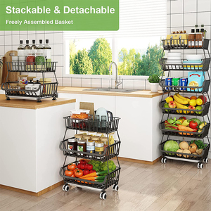 Chariot de cuisine à 3 couches en métal, chariot de cuisine, panier de fruits et légumes pour la cuisine, <span class=keywords><strong>le</strong></span> garde-manger, <span class=keywords><strong>le</strong></span> <span class=keywords><strong>Garage</strong></span> avec roulettes - Product Image 6