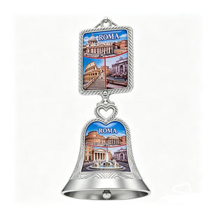 Campana de Recuerdo de Roma con Impresión Digital de Lugares Religiosos, Artesanía Metálica Plateada - Product Image 2