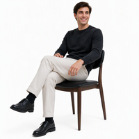 Chaise de salle à manger de qualité commerciale, en bois grainé noyer, avec structure métallique, élégante, en cuir PU massif, pour la maison, le bureau, l'hôtel