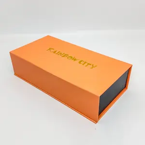 Personalizado luxo ímã flap vestuário papel caixa dobrável magnético fechamento presente caixas com fita