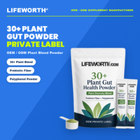 LIFEWORTH Marque Privée 30 Plus Poudre pour la Santé Intestinale des Plantes Fibres Prébiotiques Polyphénols Soutien Digestif 30 Portions OEM ODM 30+