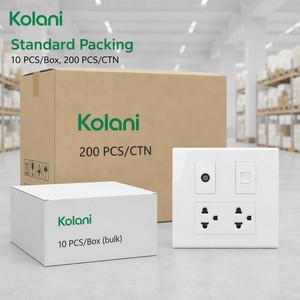 Plaque murale triple module carrée Kolani 120, prise universelle 6 trous TV/CATV/téléphone 16A 250V 4 sorties, panneau PC blanc brillant - Product Image 5